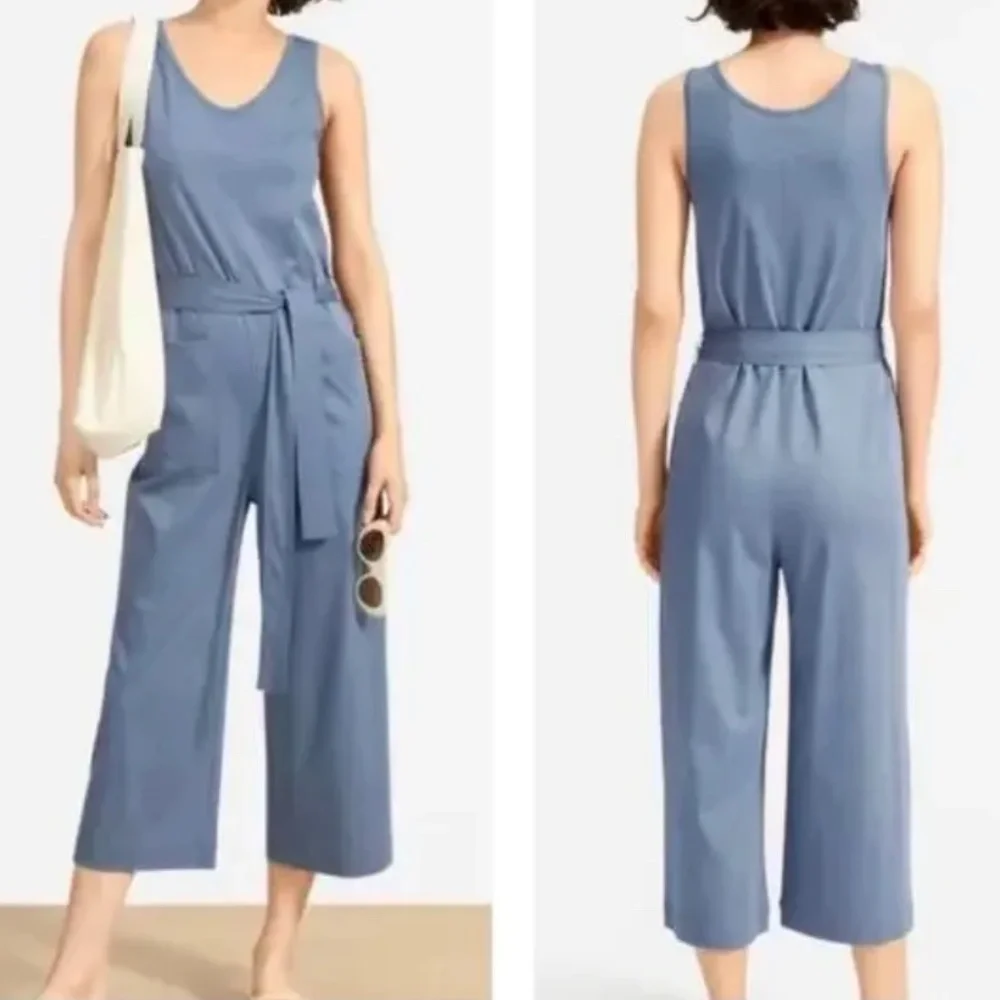 Everlane The Luxe Cotton‎ Tank Blue Jumpsuit w/ Pockets Sz XS